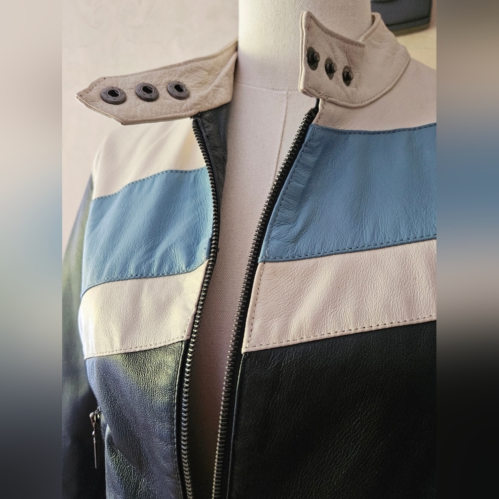 Retro Forever21 Y2K Genuine Leather Moto Jacket-Size Large - Picture 7 of 11
